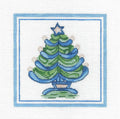 Hadley Pottery ~ CHRISTMAS TREE  Handpainted 5" Square 18 Mesh Needlepoint Canvas by Silver Needle