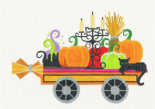 Halloween Train ~ Open Train Car #2  handpainted Needlepoint Canvas by Raymond Crawford