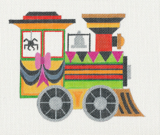 Halloween Train ~ Train Engine handpainted Needlepoint Canvas by Raymond Crawford