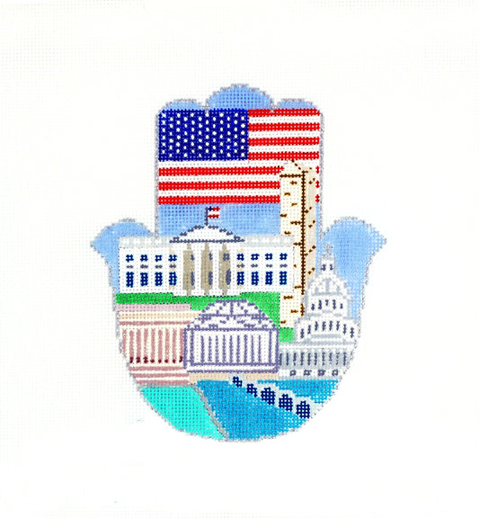 Hamsa ~ All American Patriotic Design Hamsa Hand handpainted Needlepoint Canvas by PLD Designs