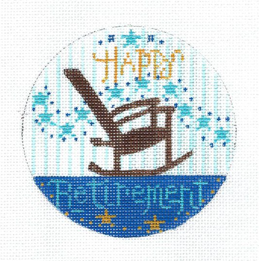 Happy Retirement with a Rocking Chair handpainted Needlepoint Canvas by CH Designs from Danji