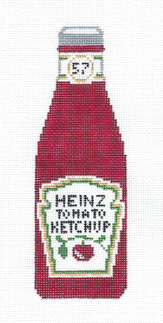 Bottle ~ Heinz Tomato Ketchup Bottle in Red 18 Mesh handpainted Needlepoint Canvas by C'ate La Vie
