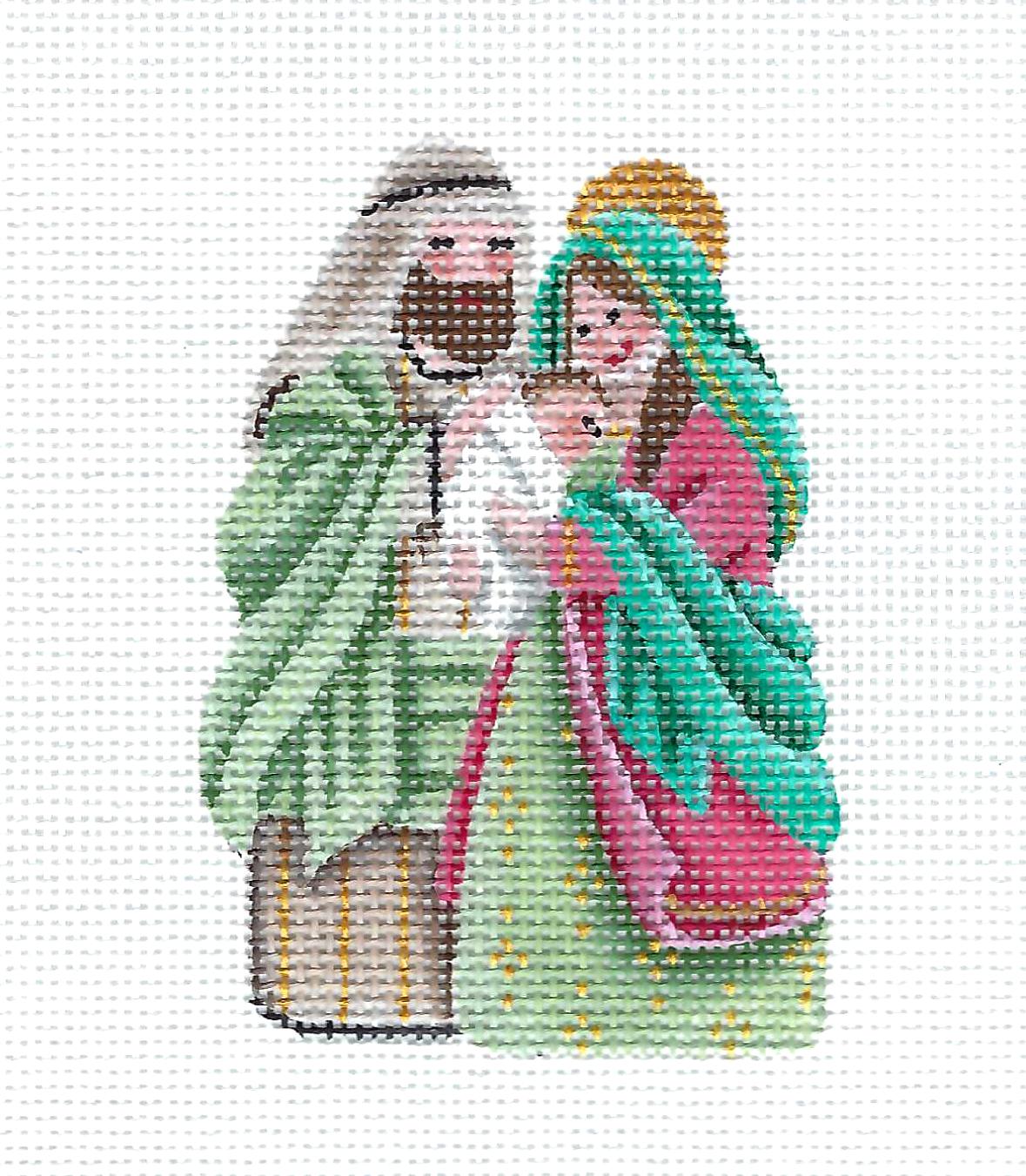 Christmas Nativity ~ Holy Family ~ Mary, Joseph & Baby Jesus 18 mesh Needlepoint Canvas by Rebecca Wood