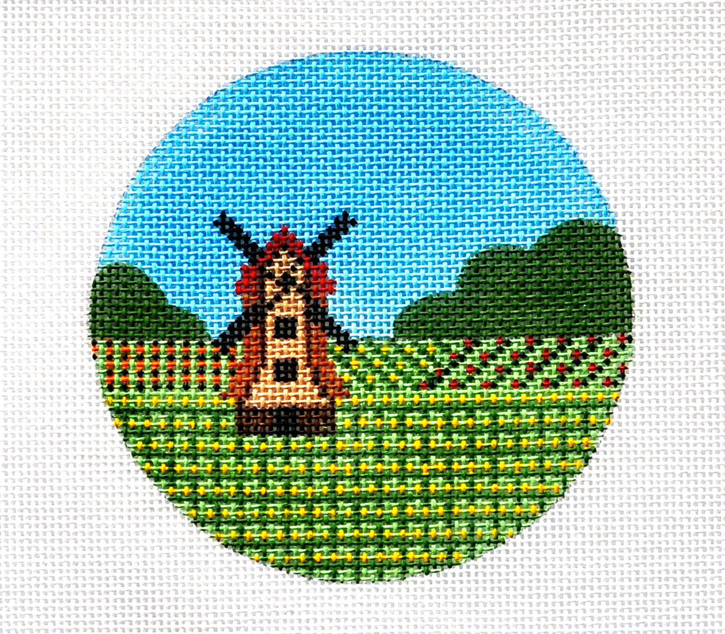 Round~4" Holland~ Destination round handpainted Needlepoint Canvas~by Painted Pony  **MAY NEED TO BE SPECIAL ORDERED**