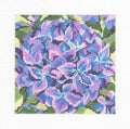 Floral ~ Pink & Blue Hydrangea 5" Sq. handpainted 18 Mesh Needlepoint Canvas by Needle Crossings