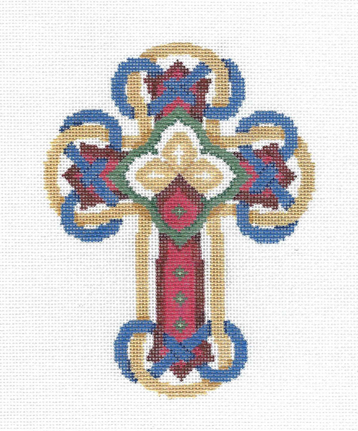 Cross ~ Infinity Ribbons CROSS Religious 6.25" Tall handpainted Needlepoint Canvas Mile High Princess from Susan Roberts