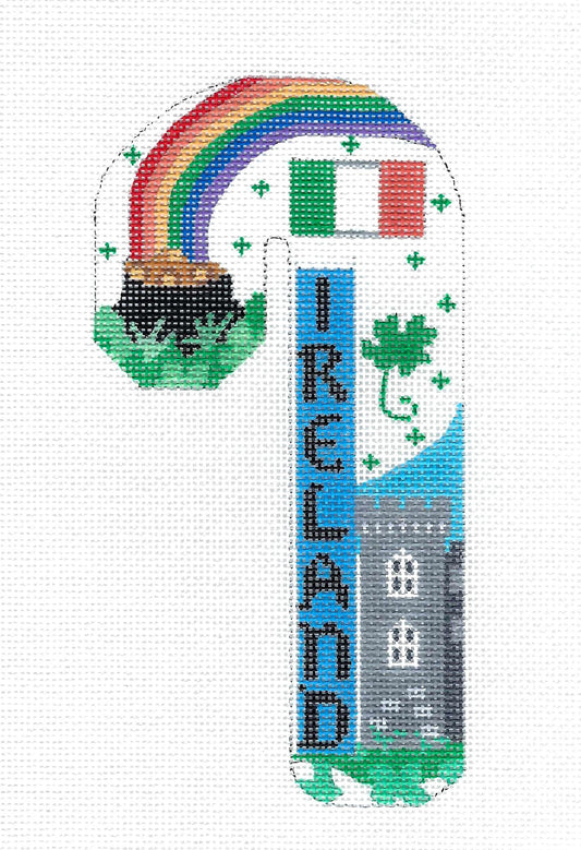 Candy Cane ~ IRELAND Large Candy Cane handpainted Needlepoint Canvas by CH Designs from Danji