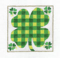 Travel ~ IRELAND 4 Leaf Clover  4" Sq. Coaster handpainted Needlepoint Canvas by Melissa Prince