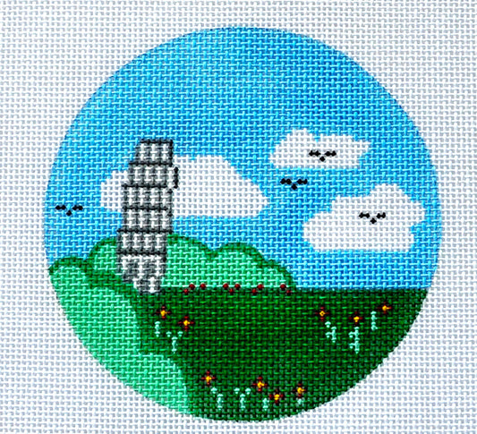 4" Round ~ COUNTRY of ITALY ~ Travel & Destination 4" Rd. handpainted 18 Mesh Needlepoint Canvas by Painted Pony