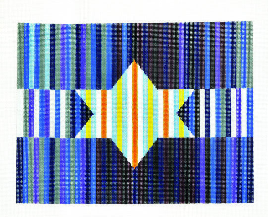 Tallis Bag Canvas ~ Tallis Bag with Star of David and Stripes handpainted Needlepoint Canvas by LEE Needle Art