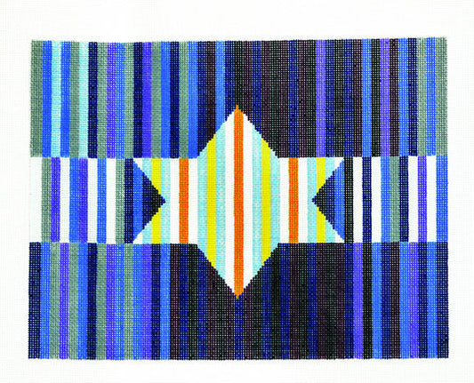Tallis Bag Canvas ~ Tallis Bag with Star of David and Stripes handpainted Needlepoint Canvas by LEE Needle Art