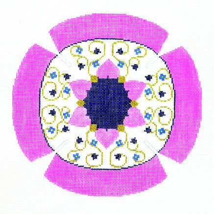 Yarmulke with Floral Star of David Design handpainted Needlepoint Canvas