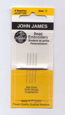 Beading Needles ~ John James ~ Size 12 ~ Ball Point Beading Needles from England