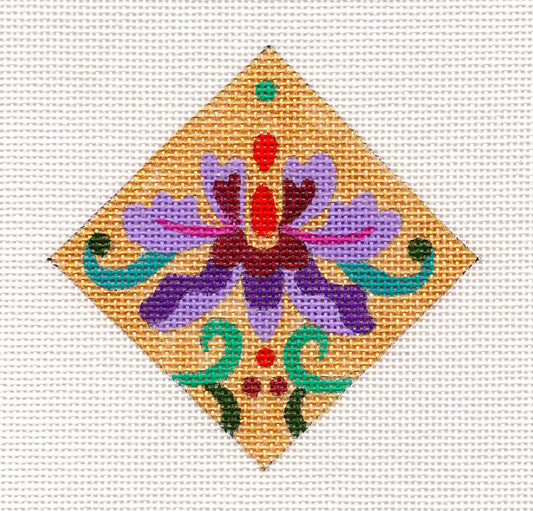 Cloisonne~Diamond Ornament on Hand Painted Needlepoint Canvas by JulieMar***SPECIAL ORDER***