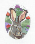 Texas Jackrabbit & Cactus handpainted Needlepoint Ornament Canvas by Melissa Prince