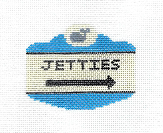 Travel Sign ~  JETTIES SIGN from NANTUCKET ISLAND, MASS. handpainted Needlepoint Canvas by Silver Needle