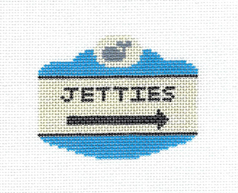Travel Sign ~  JETTIES SIGN from NANTUCKET ISLAND, MASS. handpainted Needlepoint Canvas by Silver Needle