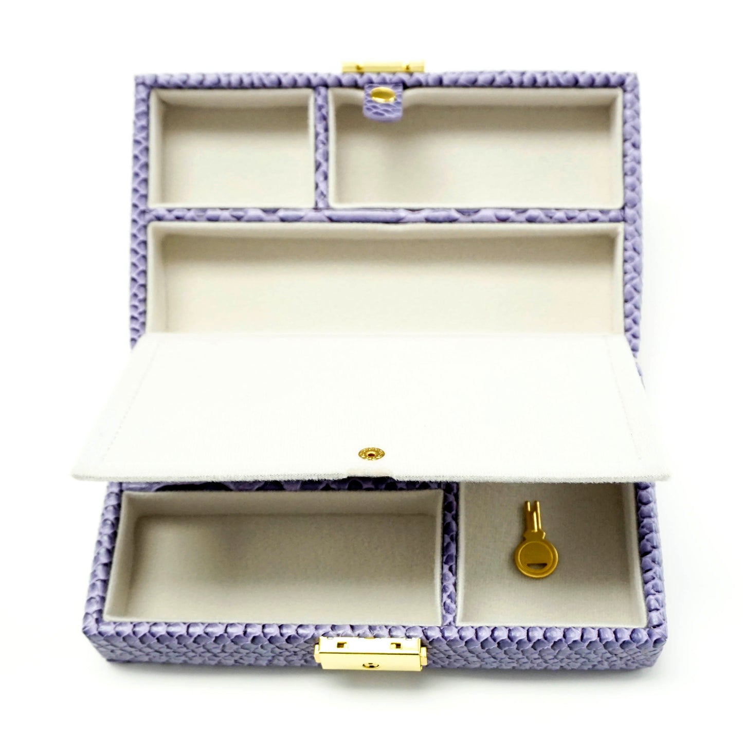 Leather Jewelry Box ~ Purple Leather Jewelry Box with Interior Compartments for Needlepoint Canvas LEE