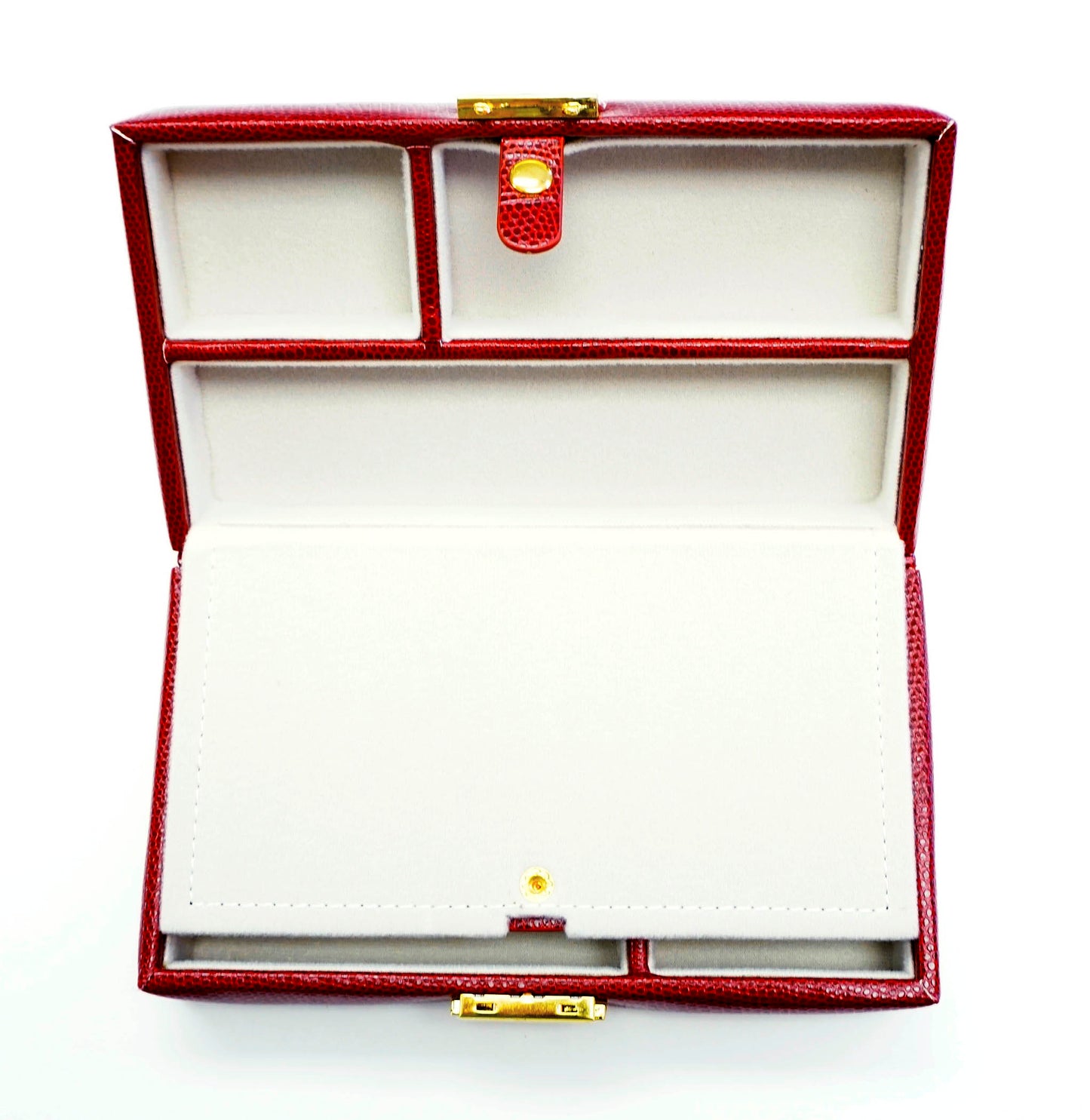 Leather Jewelry Box ~ Wine Leather Jewelry Box with Interior Compartments for Needlepoint by LEE