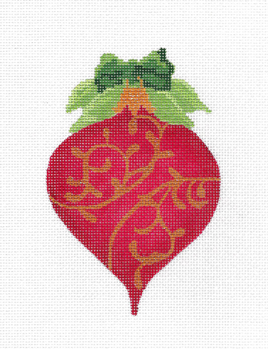 12 Months ~ Ruby Heritage JULY Monthly Ornament & STITCH GUIDE handpainted Needlepoint Ornament Canvas by Kelly Clark