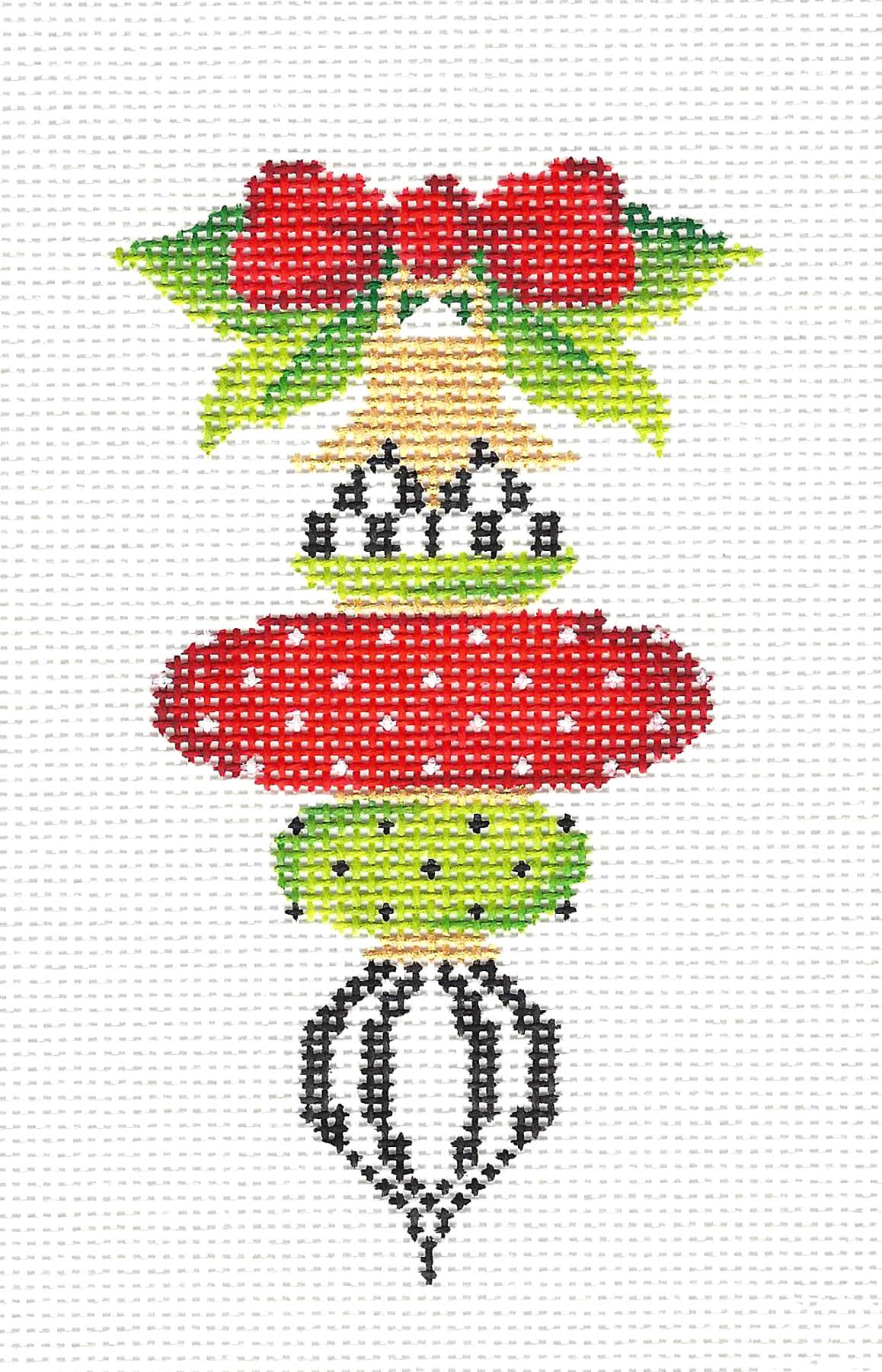 Christmas ~ Red & Green Triple Onion Ornament handpainted Needlepoint Canvas by Kelly Clark