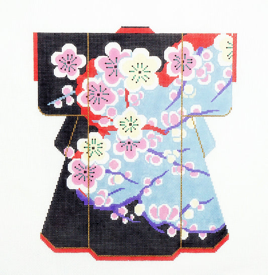 Kimono ~ Elegant Cherry Blossoms  LG. Japanese Kimono  handpainted Needlepoint Canvas by LEE * RETIRED*