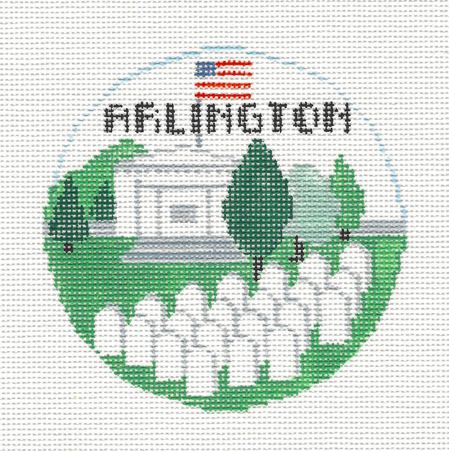 Travel Round ~ Arlington National Cemetery Military handpainted Needlepoint Canvas by Kathy Schenkel