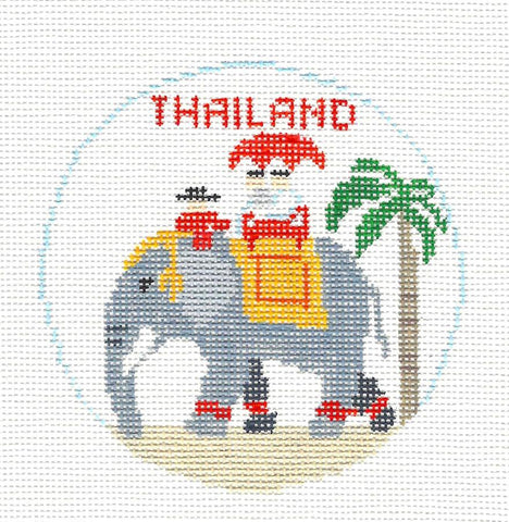 Travel Round ~ Country of Thailand handpainted Needlepoint Canvas by Kathy Schenkel