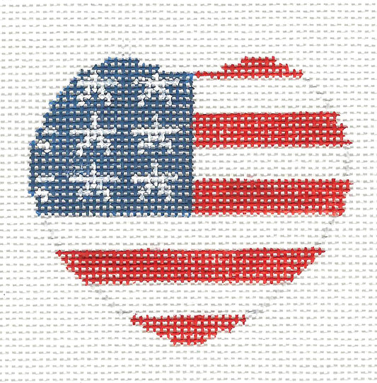Lapel Pin~American Flag in Heart handpainted Needlepoint Canvas~by Kathy Schenkel