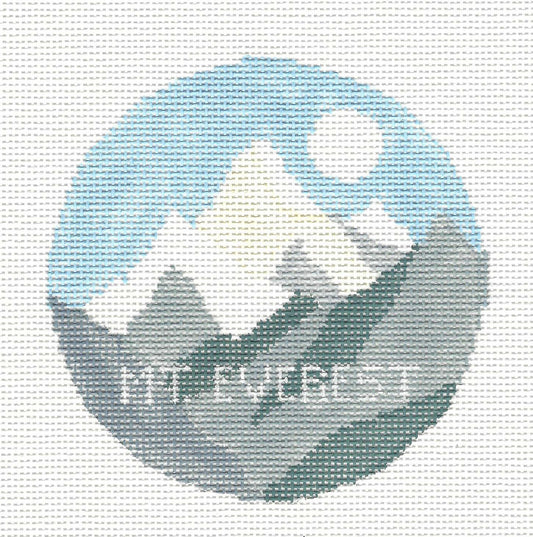Travel Round ~ Mt. Everest Climbing Sports Adventure handpainted Needlepoint Canvas by Kathy Schenkel