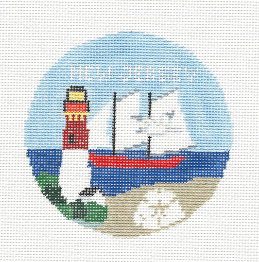 Travel Round ~ New Jersey handpainted Needlepoint Canvas by Kathy Schenkel
