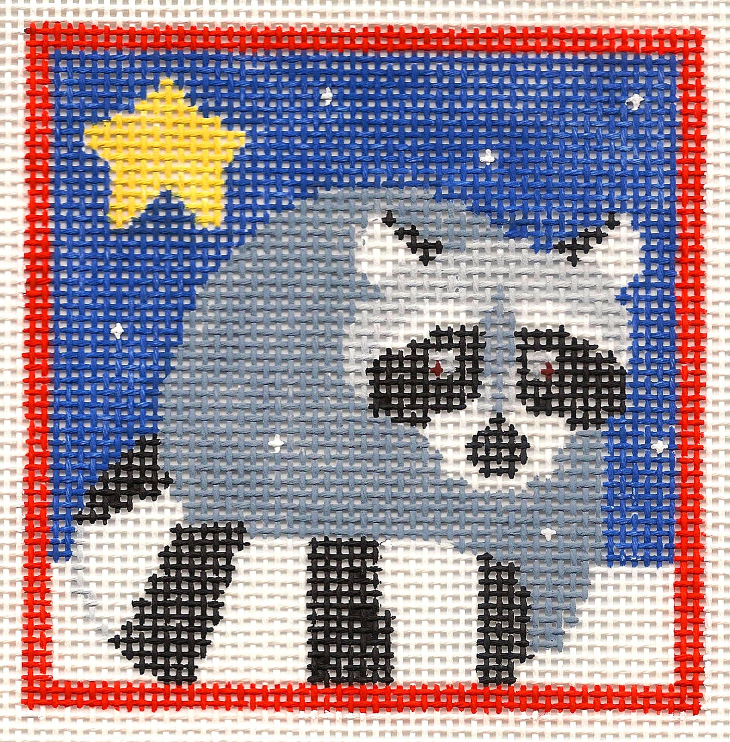 Canvas ~ Raccoon by Starlight handpainted Needlepoint Canvas by Kathy Schenkel