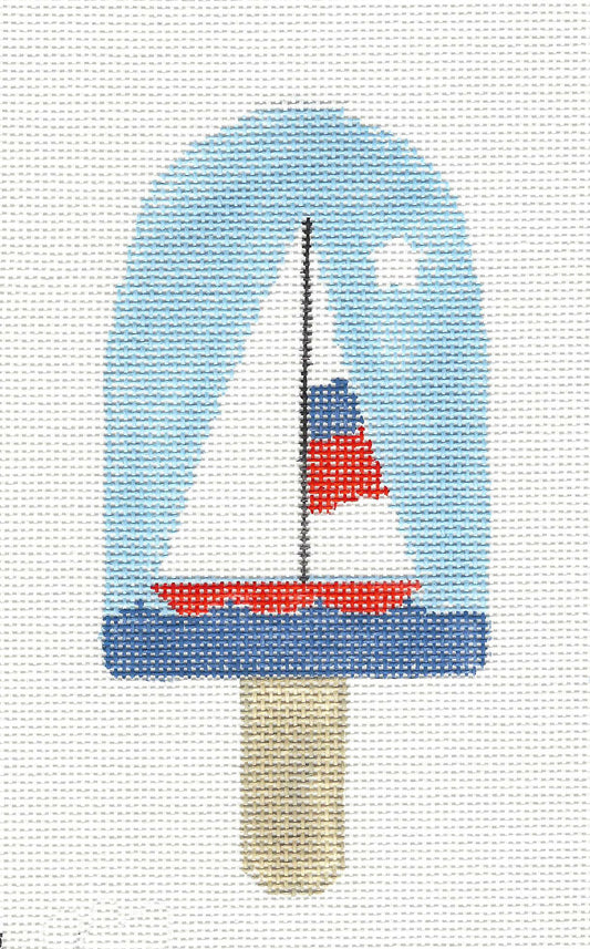 Dream Bar ~ Sailboat on the Water Ice Cream Ornament 18 Mesh handpainted Needlepoint Canvas by Kathy Schenkel