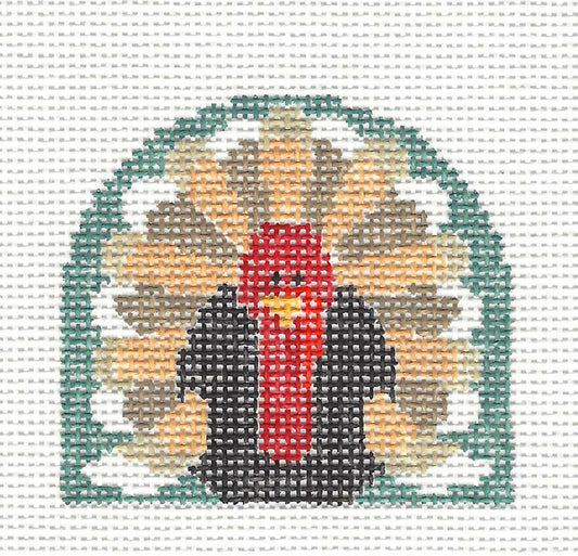 Canvas ~ Petite Turkey & 1 Page Stitch Guide Handpainted Needlepoint Canvas by Kathy Schenkel