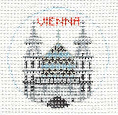 Travel Round ~ Vienna, Austria handpainted Needlepoint Canvas by Kathy Schenkel