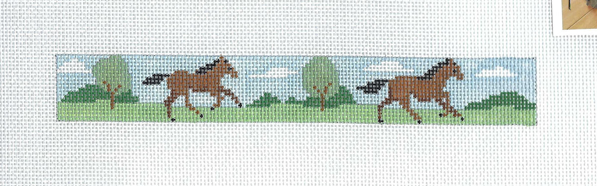 Key Tag Set ~ Horses Running Key Tag & Hardware handpainted Needlepoint canvas Ornament by Susan Roberts