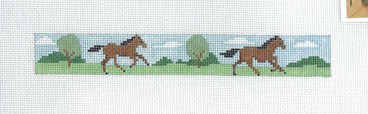 Key Tag Set ~ Horses Running Key Tag & Hardware handpainted Needlepoint canvas Ornament by Susan Roberts