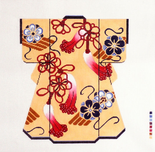 Kimono ~ Oriental LG. Tassels, Flowers & Ribbons Kimono handpainted Needlepoint Canvas by LEE