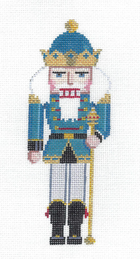 Christmas Nutcracker ~ Nutcracker King in Blue with Scepter Ornament handpainted Needlepoint Canvas by Susan Roberts