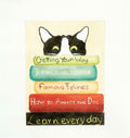 Cat Canvas ~ Cat Reading her books handpainted Needlepoint canvas by Ginny Diezel from CBK