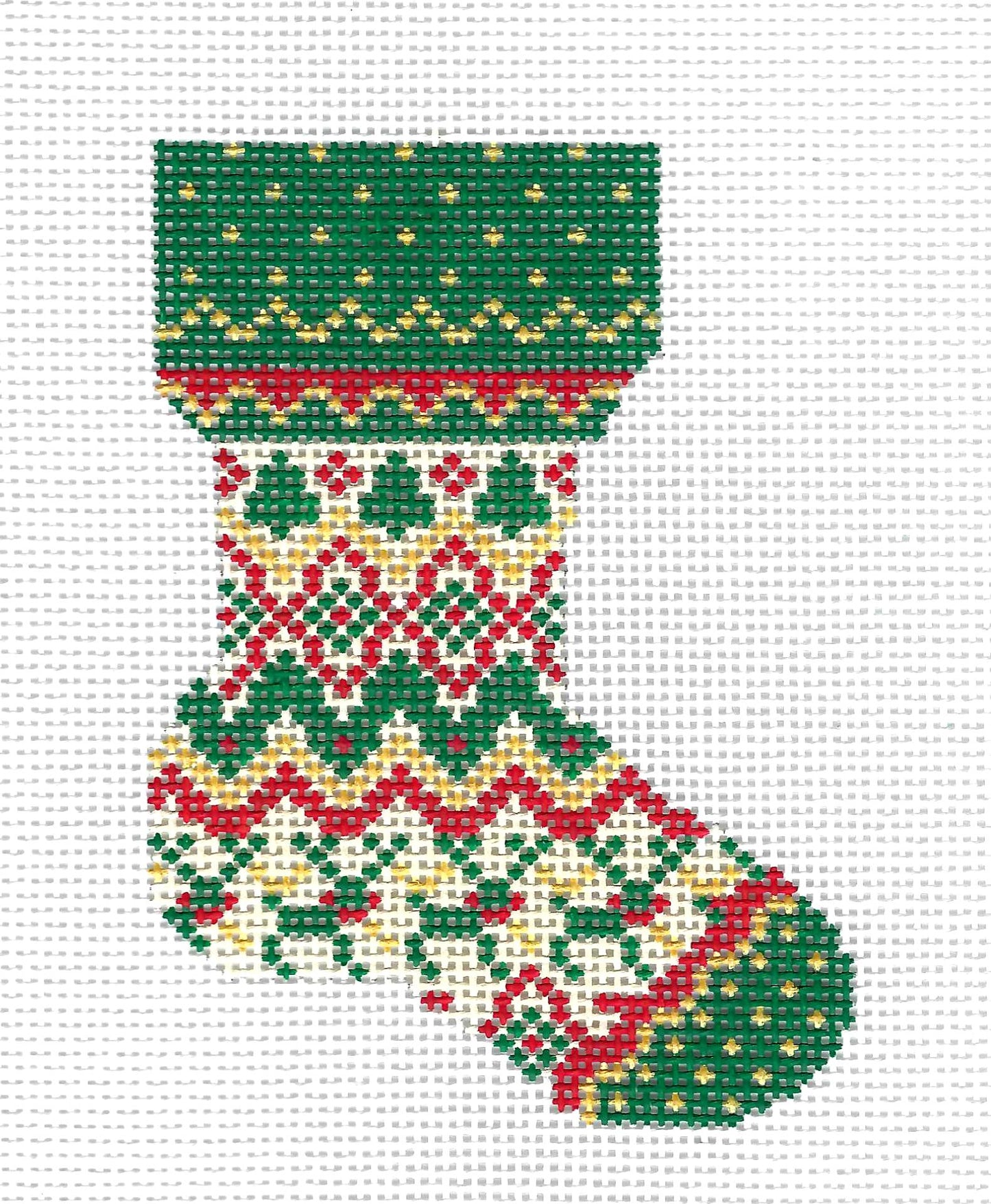 Kelly Clark Stocking ~ Nordic Mini Stocking Ornament Stocking 13 MESH handpainted Needlepoint Canvas
