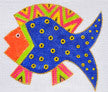 Fish ~ Laurel Burch Blue & Orange Fish Handpainted Needlepoint Canvas by Danji Designs