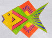 Fish ~ Laurel Burch Green & Orange Fish Handpainted Needlepoint Canvas from Danji