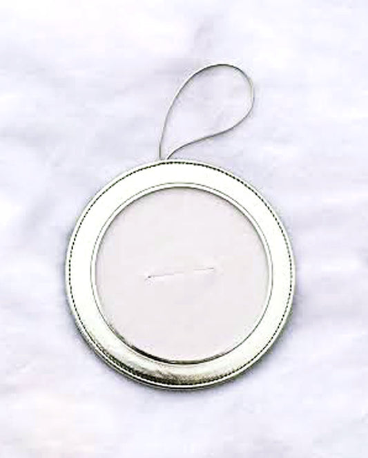 Accessory ~ Silver Metallic Leather Hanging Ornament Holder for 4" Needlepoint Canvas by LEE