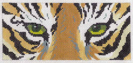 Tiger Canvas ~ Dramatic Tigers Eyes handpainted 18 Mesh Needlepoint Canvas BB Insert by LEE