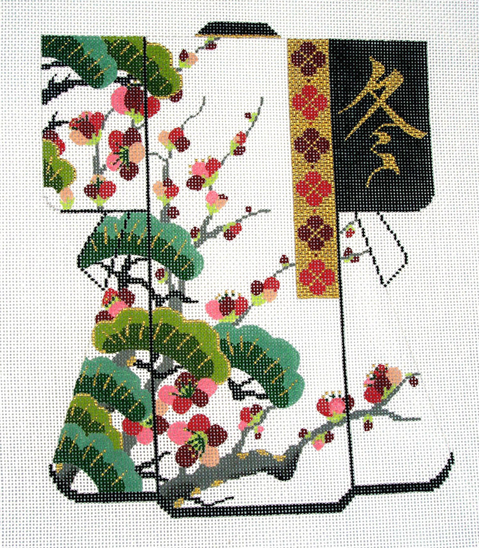 Kimono ~ Oriental 4 Seasons "WINTER" LG. Kimono handpainted Needlepoint Canvas by LEE