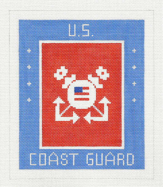 Military ~ U. S. COAST GUARD Military handpainted Needlepoint Canvas 7" by 6" on 18 mesh by LEE
