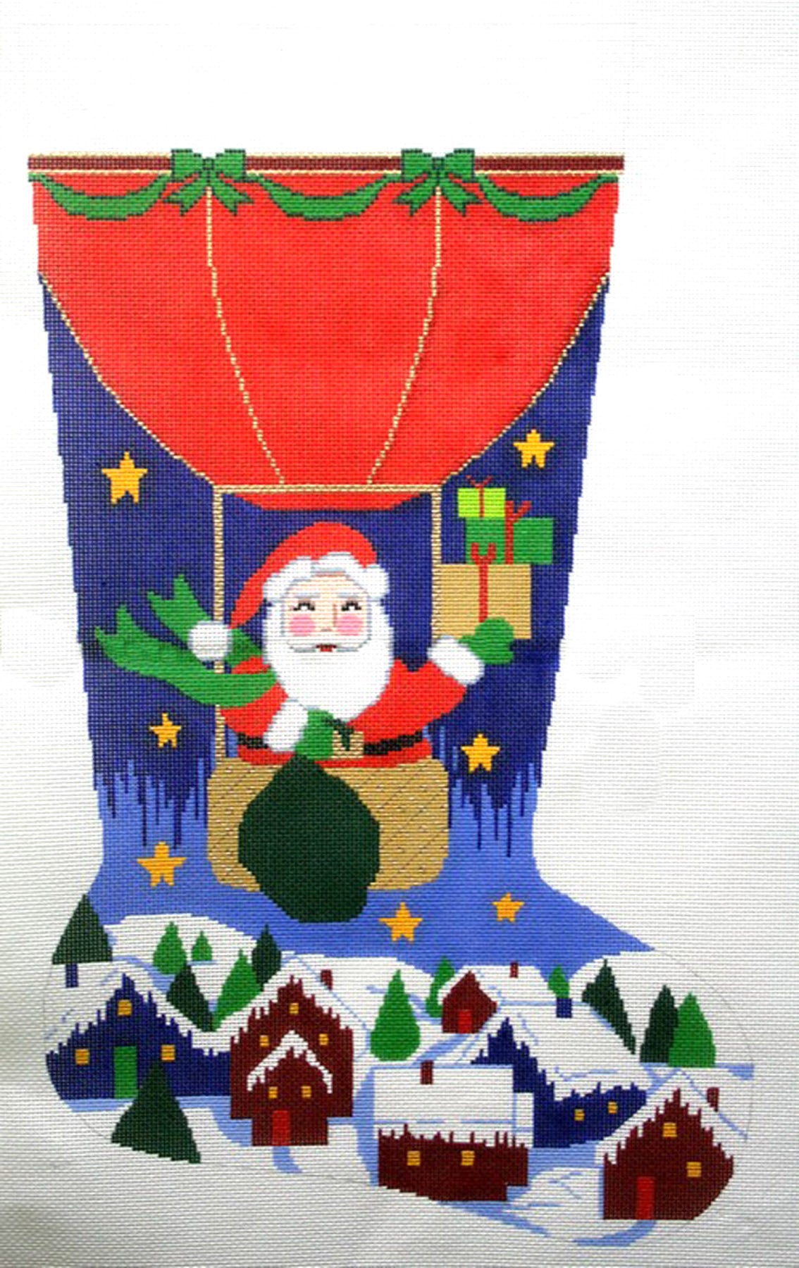Stocking~ Full Size Balloon Santa handpainted Needlepoint Canvas