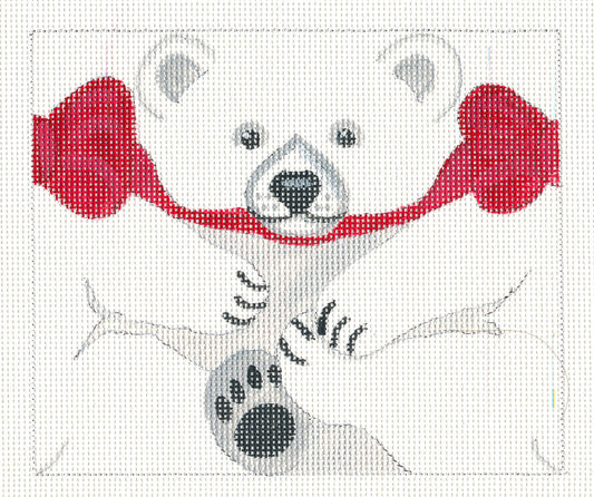 Roll Up ~ Polar Bear Roll Up Ornament handpainted Needlepoint Canvas by LIZ