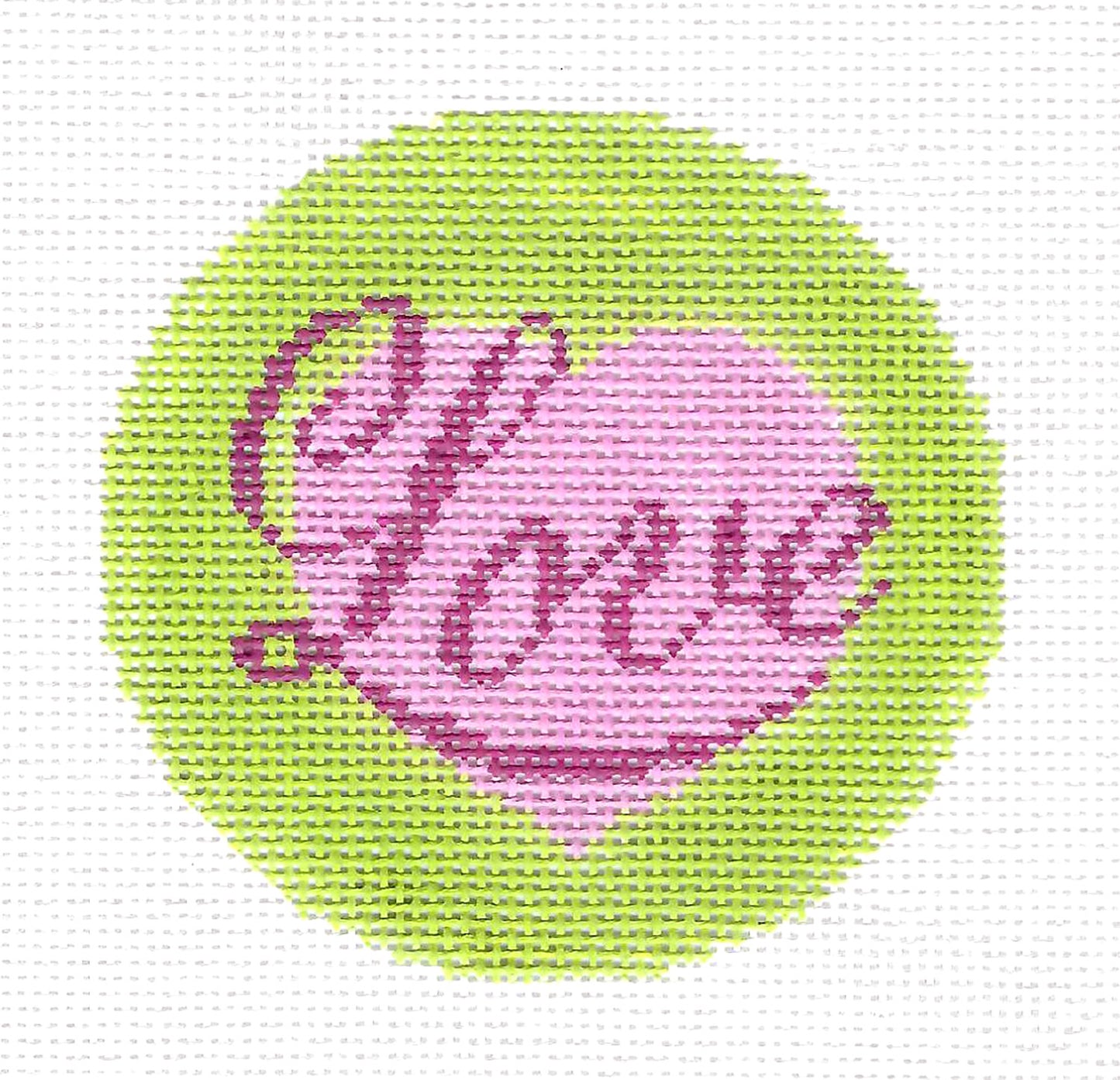 Round ~ Circle of Love handpainted Needlepoint Canvas 3.25" Rd. Ornament or Insert by LEE